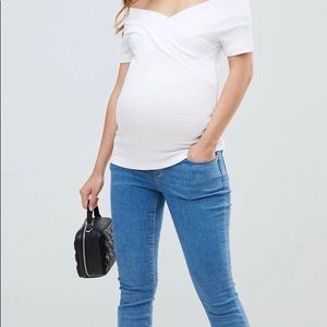 ASOS maternity off-shoulder shirt